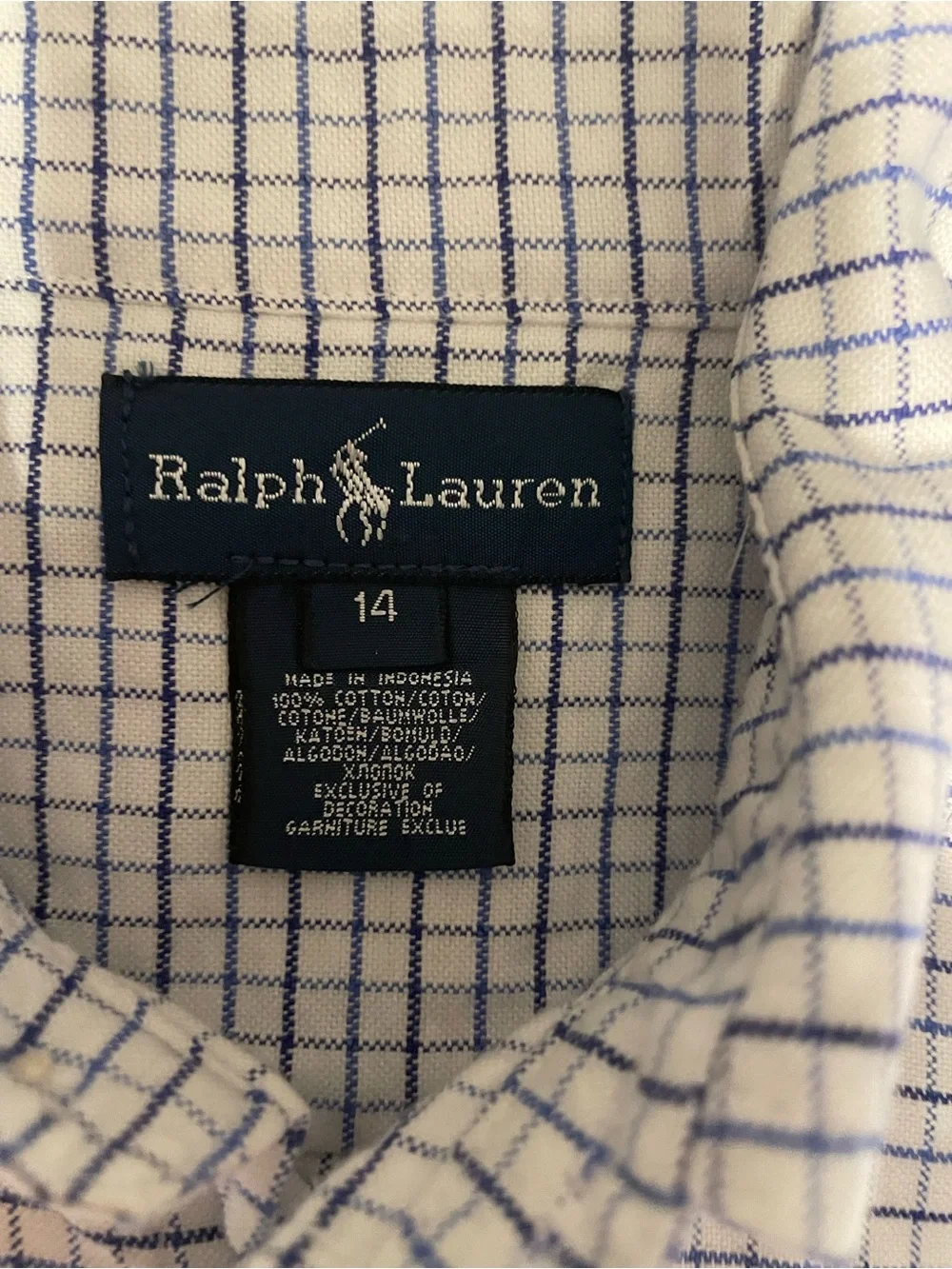 Ralph Lauren Navy & White Grid Button-Down Shirt